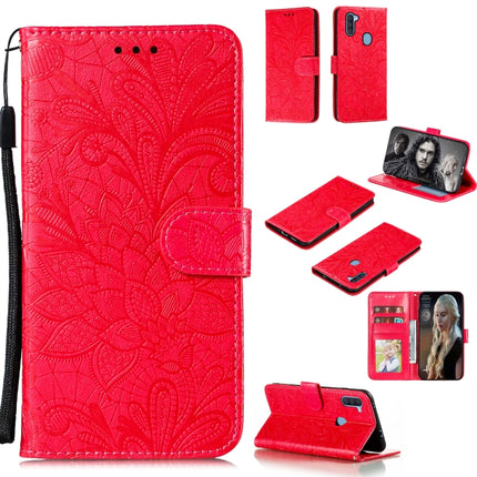 Lace Flower Embossing Pattern Horizontal Flip Leather Case , with Holder & Card Slots & Wallet & Photo Frame & Lanyard, For Galaxy A11, For Galaxy A41, For Galaxy A70e, For Galaxy M31