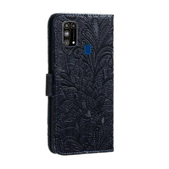 Lace Flower Embossing Pattern Horizontal Flip Leather Case , with Holder & Card Slots & Wallet & Photo Frame & Lanyard, For Galaxy M31