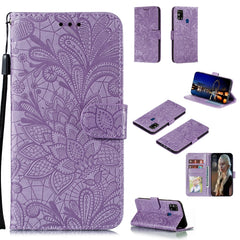 Lace Flower Embossing Pattern Horizontal Flip Leather Case , with Holder & Card Slots & Wallet & Photo Frame & Lanyard, For Galaxy M31