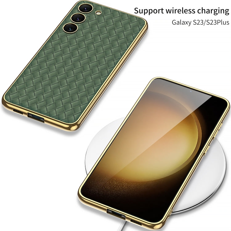 GKK Weave Texture Electroplating PU Protective Phone Case, For Samsung Galaxy S23+ 5G