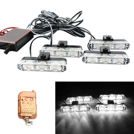 4 in 1 Car 12LEDs Grille Flash Lights Warning Lights with Wireless Remote Control, Red, Red White, Red Blue, Yellow, Yellow White, Blue, Blue White, White