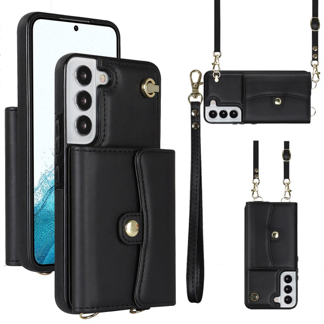 RFID Card Slot Leather Phone Case with Long Lanyard, For Samsung Galaxy S22+ 5G, For Samsung Galaxy S22 Ultra 5G, For Samsung Galaxy S21 5G, For Samsung Galaxy S21+ 5G