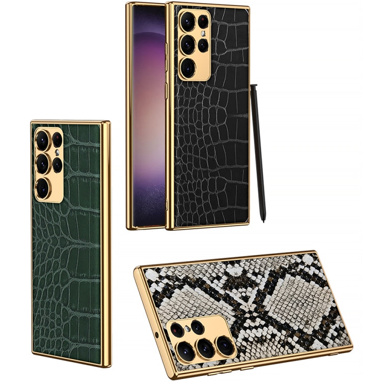 Für Samsung Galaxy S23 Ultra 5G GKK Krokodilstruktur Galvanik-PU-Schutzhülle (Python), für Samsung Galaxy S23 Ultra 5G