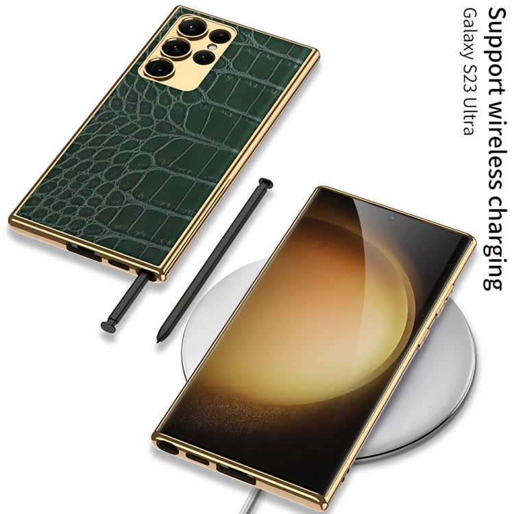 Für Samsung Galaxy S23 Ultra 5G GKK Krokodilstruktur Galvanik-PU-Schutzhülle (Python), für Samsung Galaxy S23 Ultra 5G
