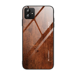 Funda de teléfono con vidrio con vetas de madera para Samsung Galaxy A04, para Samsung Galaxy A04