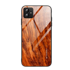 Funda de teléfono con vidrio con vetas de madera para Samsung Galaxy A04, para Samsung Galaxy A04