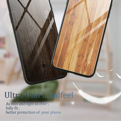 Funda de teléfono con vidrio con vetas de madera para Samsung Galaxy A04, para Samsung Galaxy A04