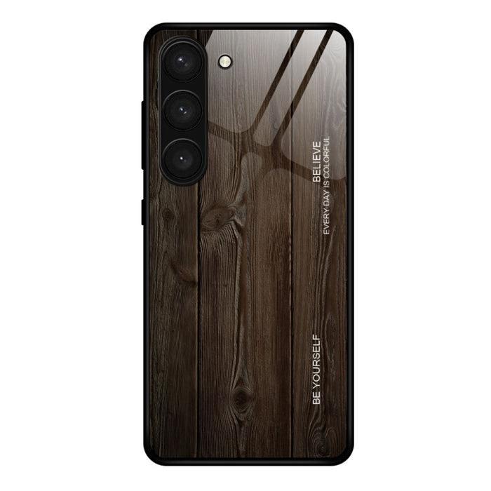 Für Samsung Galaxy S23 5G Holzmaserung Glas Handyhülle, Für Samsung Galaxy S23 5G