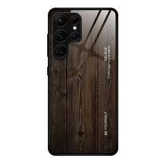 For Samsung Galaxy S23 Ultra 5G Wood Grain Glass Phone Case, For Samsung Galaxy S23 Ultra 5G