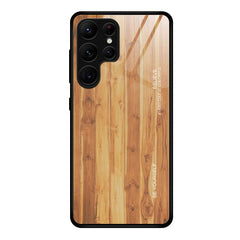 For Samsung Galaxy S23 Ultra 5G Wood Grain Glass Phone Case, For Samsung Galaxy S23 Ultra 5G