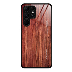 For Samsung Galaxy S23 Ultra 5G Wood Grain Glass Phone Case, For Samsung Galaxy S23 Ultra 5G