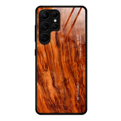 For Samsung Galaxy S23 Ultra 5G Wood Grain Glass Phone Case, For Samsung Galaxy S23 Ultra 5G