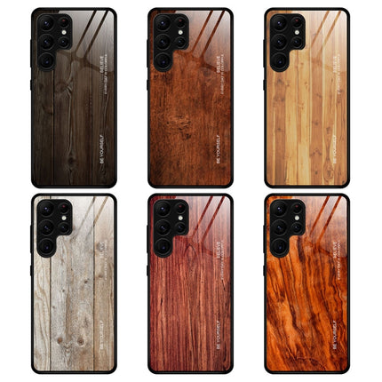 Funda de teléfono con vidrio con vetas de madera para Samsung Galaxy S23 Ultra 5G, para Samsung Galaxy S23 Ultra 5G