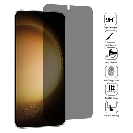 For Samsung Galaxy S23+ 5G Flat Surface Privacy Tempered Glass Film, Support Fingerprint Unlock