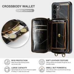 For Samsung Galaxy S23 5G JEEHOOD C22 Series Zipper Wallet Leather Phone Case with Dual Lanyard, For Samsung Galaxy S23 5G