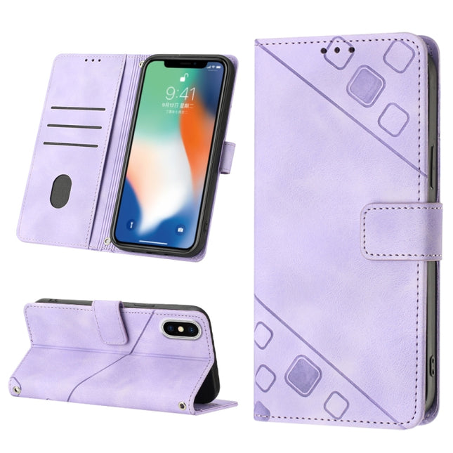 Skin-feel Embossed Leather Phone Case, For iPhone X / XS, For iPhone XR, For iPhone XS Max, For iPhone SE 2022 / 2020 / 7 / 8