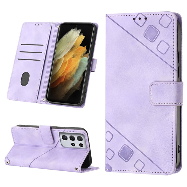 Skin-feel Embossed Leather Phone Case, For Samsung Galaxy S21 Ultra 5G, For Samsung Galaxy S21 FE 5G, For Samsung Galaxy S20 FE / S20 FE 2022, For Samsung Galaxy A03s 164.3mm India