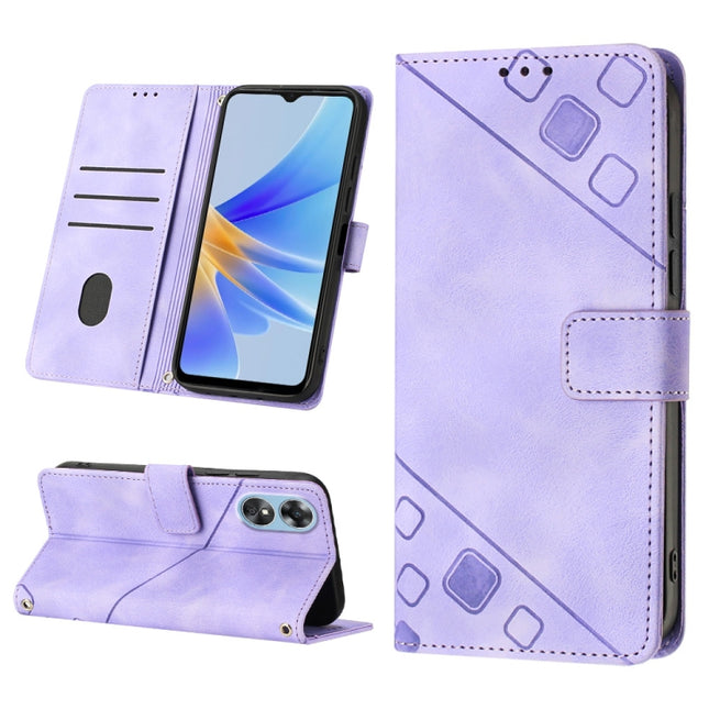 Skin-feel Embossed Leather Phone Case, For OPPO A17, For OPPO A54 5G / A74 5G / A93 5G, For OPPO A55 5G / A54 4G / Realme V11 5G, For OPPO A55s 5G