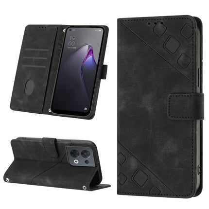 Skin-feel Embossed Leather Phone Case, For OPPO Reno7 5G Foreign / Find X5 Lite, For OPPO Reno8 5G, For OPPO Reno8 Pro 5G