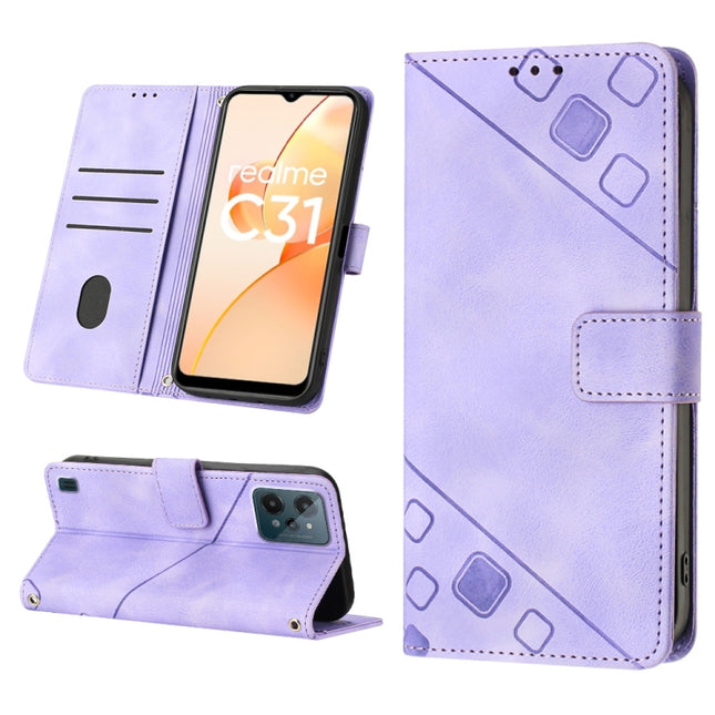 Skin-feel Embossed Leather Phone Case, For Realme C31 4G, For Realme C35, For Realme GT Neo3, For OnePlus Nord N20 5G / OPPO Reno7 Z 5G