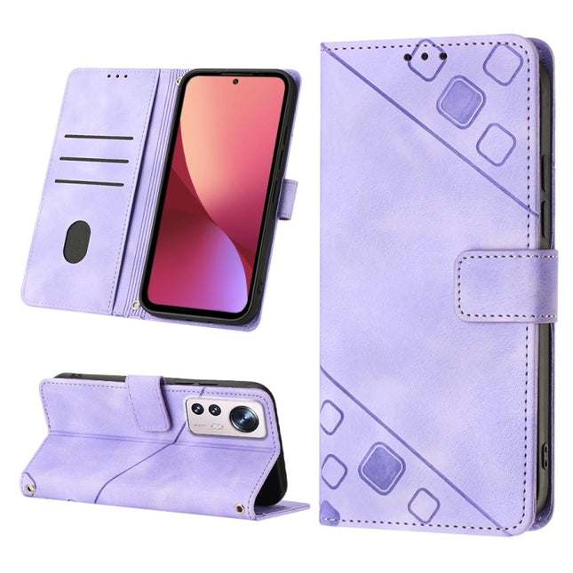 Skin-feel Embossed Leather Phone Case, For Xiaomi 12, For Xiaomi 12 Lite, For Xiaomi 12 Pro, For Xiaomi 12 Ultra / 12S Ultra