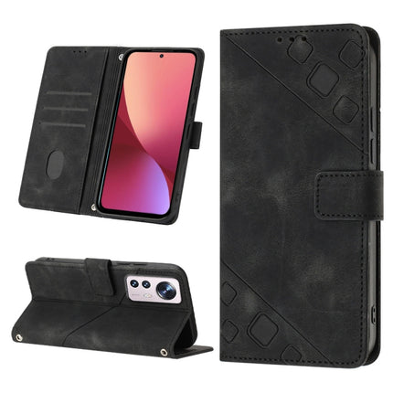 Skin-feel Embossed Leather Phone Case, For Xiaomi 12, For Xiaomi 12 Lite, For Xiaomi 12 Pro, For Xiaomi 12 Ultra / 12S Ultra