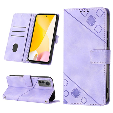 Skin-feel Embossed Leather Phone Case, For Xiaomi 12, For Xiaomi 12 Lite, For Xiaomi 12 Pro, For Xiaomi 12 Ultra / 12S Ultra