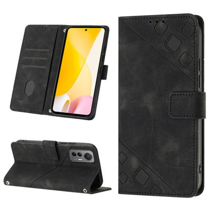 Skin-feel Embossed Leather Phone Case, For Xiaomi 12, For Xiaomi 12 Lite, For Xiaomi 12 Pro, For Xiaomi 12 Ultra / 12S Ultra