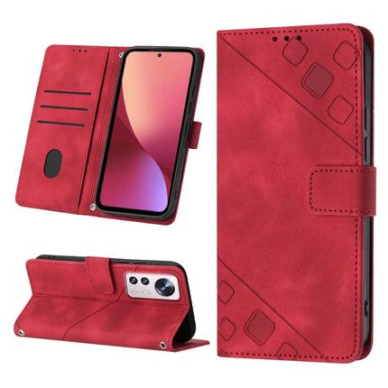 Skin-feel Embossed Leather Phone Case, For Xiaomi 12, For Xiaomi 12 Lite, For Xiaomi 12 Pro, For Xiaomi 12 Ultra / 12S Ultra