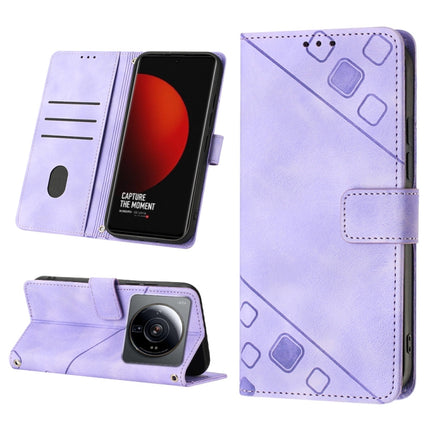 Skin-feel Embossed Leather Phone Case, For Xiaomi 12, For Xiaomi 12 Lite, For Xiaomi 12 Pro, For Xiaomi 12 Ultra / 12S Ultra