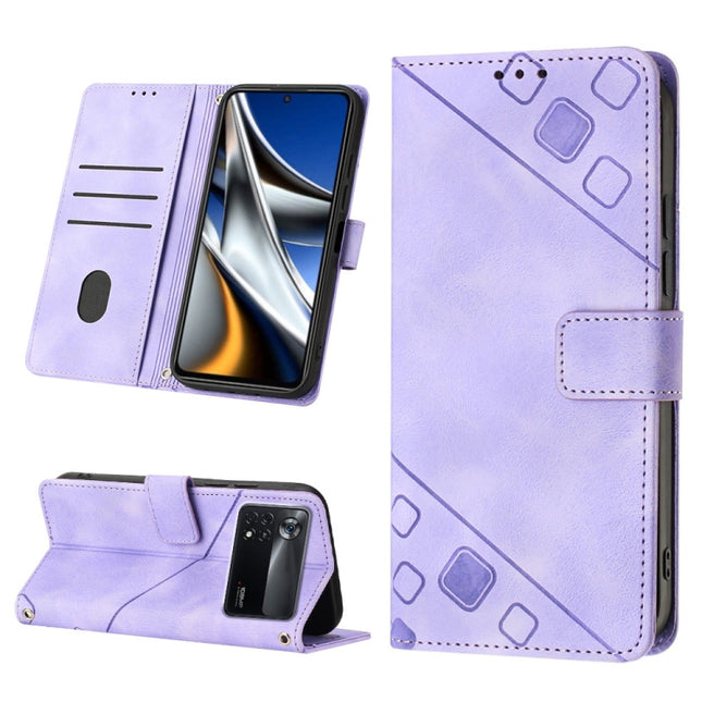Skin-feel Embossed Leather Phone Case, For Xiaomi Poco X4 Pro 5G, For Xiaomi Redmi 10 2022 / Note 11 4G, For Xiaomi Redmi 10 Prime+ 5G, For Xiaomi Redmi 10A