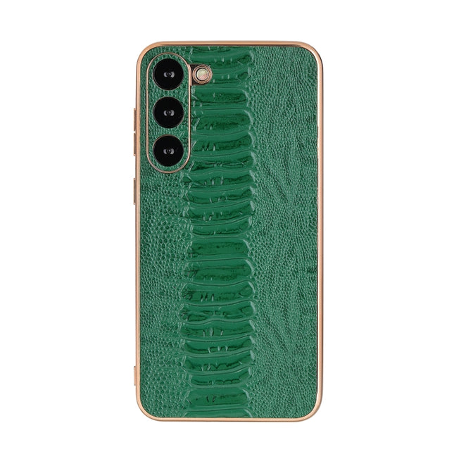 Genuine Leather Weilai Series Nano Electroplating Phone Case, For Samsung Galaxy S23 5G, For Samsung Galaxy S23+ 5G, For Samsung Galaxy S23 Ultra 5G