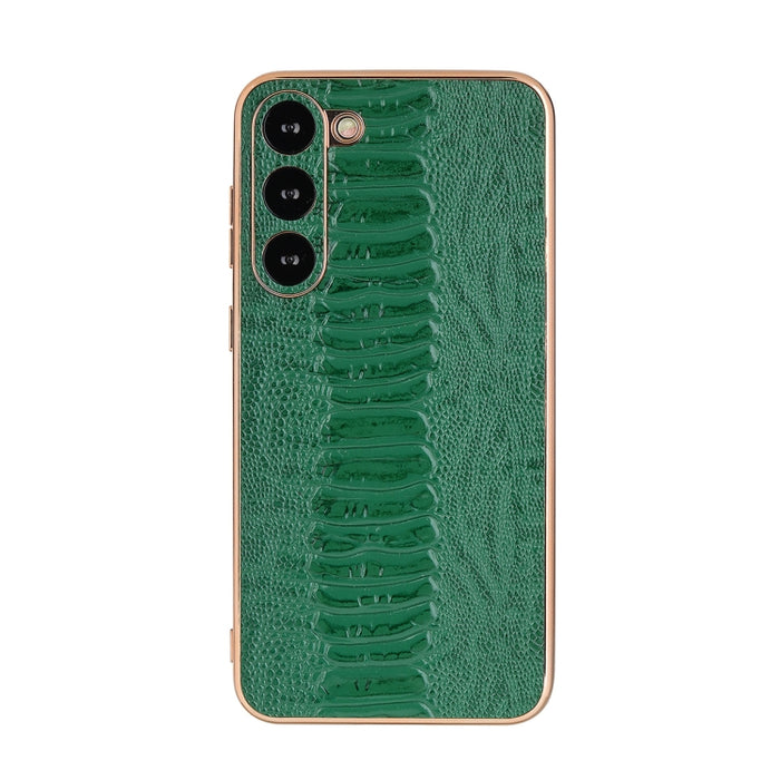 Genuine Leather Weilai Series Nano Electroplating Phone Case, For Samsung Galaxy S23 5G, For Samsung Galaxy S23+ 5G, For Samsung Galaxy S23 Ultra 5G
