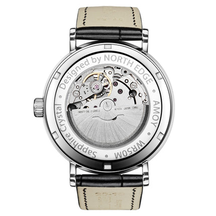 NORTH EDGE AMOY Multifunctional Business Men's Watch Waterproof Leather Mechanical Watch