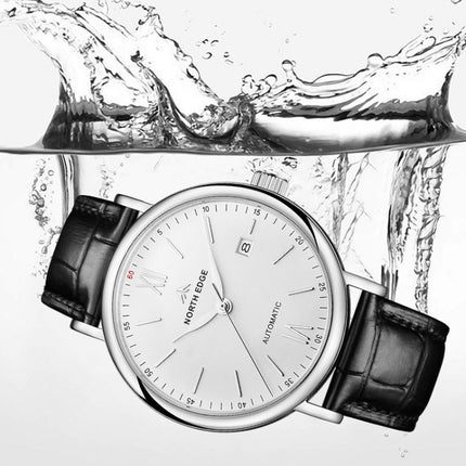 NORTH EDGE AMOY Multifunctional Business Men's Watch Waterproof Leather Mechanical Watch