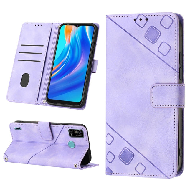 Skin-feel Embossed Leather Phone Case, For Tecno Spark Go 2021, For Tecno Spark Go 2022
