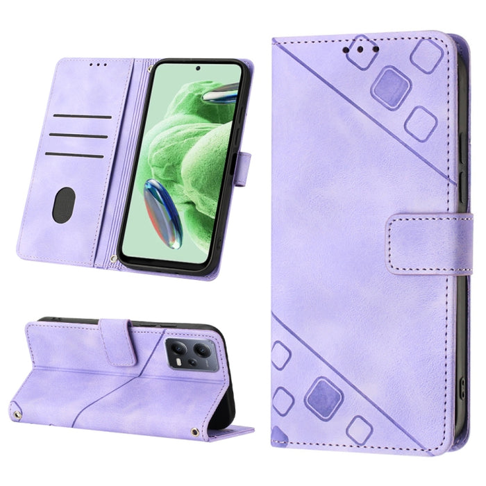 Skin-feel Embossed Leather Phone Case, For Xiaomi Redmi Note 12 Global, For Xiaomi Redmi 12C / 11A 4G, For Samsung Galaxy A04e / F04 / M04, For Samsung Galaxy A04 Core
