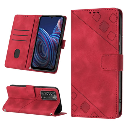 Skin-feel Embossed Leather Phone Case, For ZTE Blade A52, For ZTE Blade A72