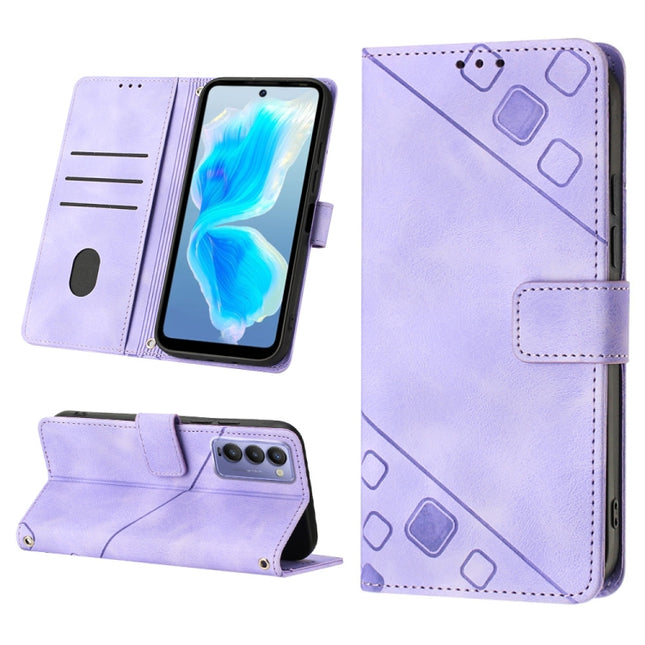 Skin-feel Embossed Leather Phone Case, For Tecno Camon 18 / 18 P, For Tecno Camon 18 Premier, For Tecno Camon 19, For Tecno Camon 19 Neo