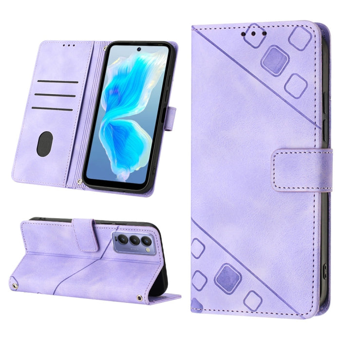 Skin-feel Embossed Leather Phone Case, For Tecno Camon 18 / 18 P, For Tecno Camon 18 Premier, For Tecno Camon 19, For Tecno Camon 19 Neo