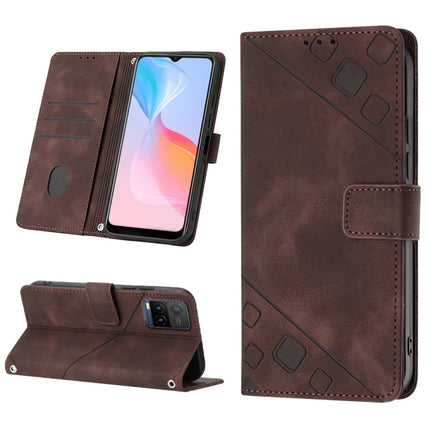Skin-feel Embossed Leather Phone Case, For vivo Y17 / Y15 / Y12 / U10 / Y11 / Y3, For vivo Y21 2021 / Y33s / Y21s, For vivo Y51 2020 / Y31 2021 / Y51a / Y53s 4G, For vivo Y77 5G Global