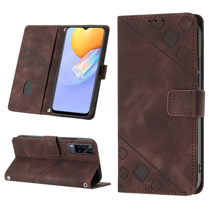 Skin-feel Embossed Leather Phone Case, For vivo Y17 / Y15 / Y12 / U10 / Y11 / Y3, For vivo Y21 2021 / Y33s / Y21s, For vivo Y51 2020 / Y31 2021 / Y51a / Y53s 4G, For vivo Y77 5G Global