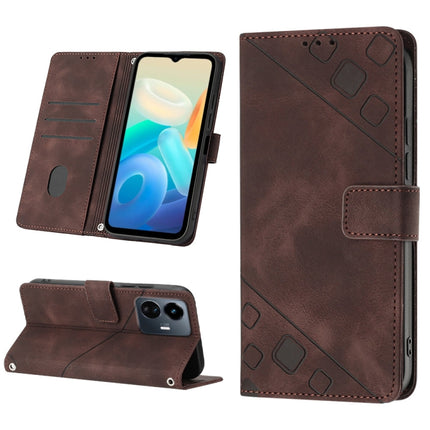 Skin-feel Embossed Leather Phone Case, For vivo Y17 / Y15 / Y12 / U10 / Y11 / Y3, For vivo Y21 2021 / Y33s / Y21s, For vivo Y51 2020 / Y31 2021 / Y51a / Y53s 4G, For vivo Y77 5G Global