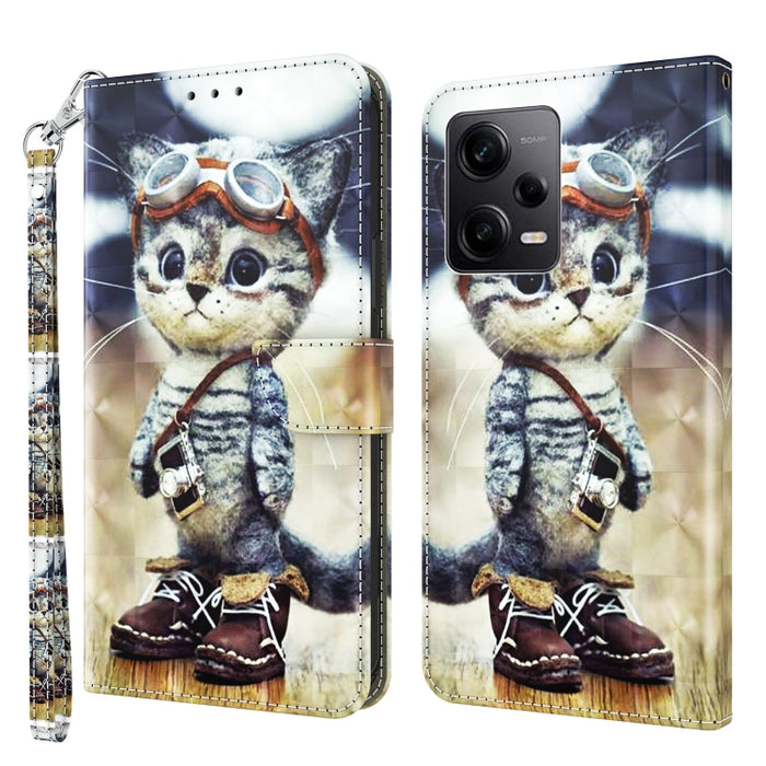 3D Painted Leather Phone Case, For Xiaomi Redmi Note 12 Pro 5G Global