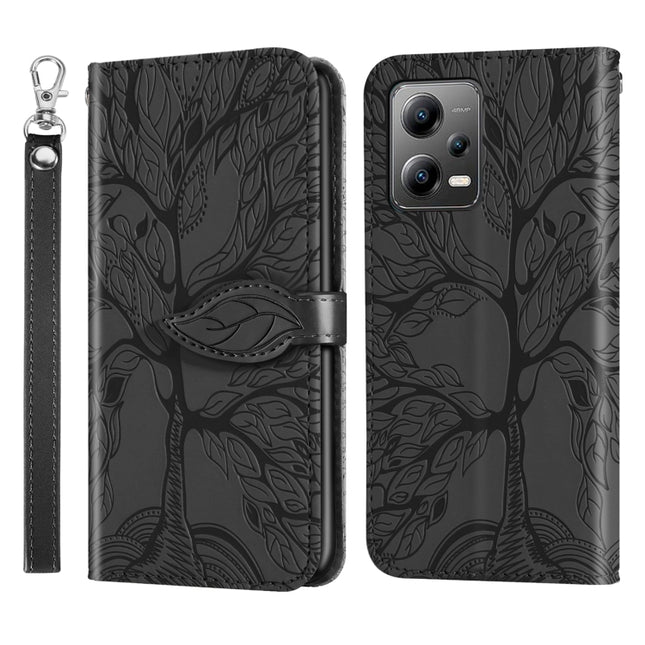 Life Tree Embossing Pattern Leather Phone Case, For Xiaomi Poco X5, For Xiaomi Poco X5 Pro