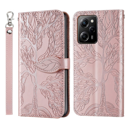Life Tree Embossing Pattern Leather Phone Case, For Xiaomi Poco X5, For Xiaomi Poco X5 Pro