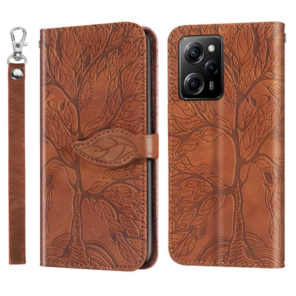 Life Tree Embossing Pattern Leather Phone Case, For Xiaomi Poco X5, For Xiaomi Poco X5 Pro
