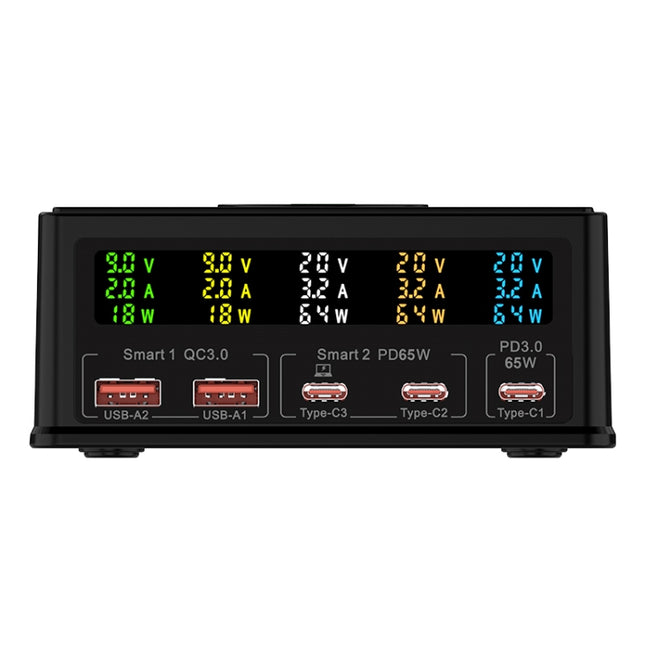 868H 6 in 1 160W 3 PD Type-C + 2 QC3.0 USB Ports Multi Ports Charger, 868H