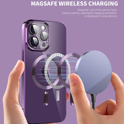 CD Texture Plating TPU MagSafe Phone Case with Lens Film, For iPhone 14, For iPhone 14 Plus, For iPhone 14 Pro