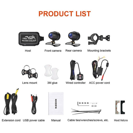 SE3 Dual AHD 1080P Waterproof HD Motorcycle DVR, Support TF Card / Cycling Video / Parking Monitoring, SE3